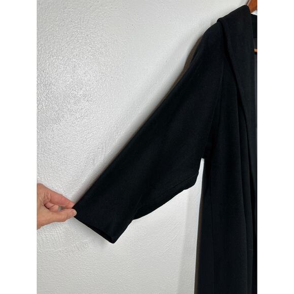 VTG 100% Chinese Cashmere Trench Coat M Black Ultra Soft Lined Luxury Minimalist - Picture 4 of 13